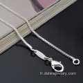 Collier de chaîne de boîte argentée Mens Sterling 925 placage d’argent